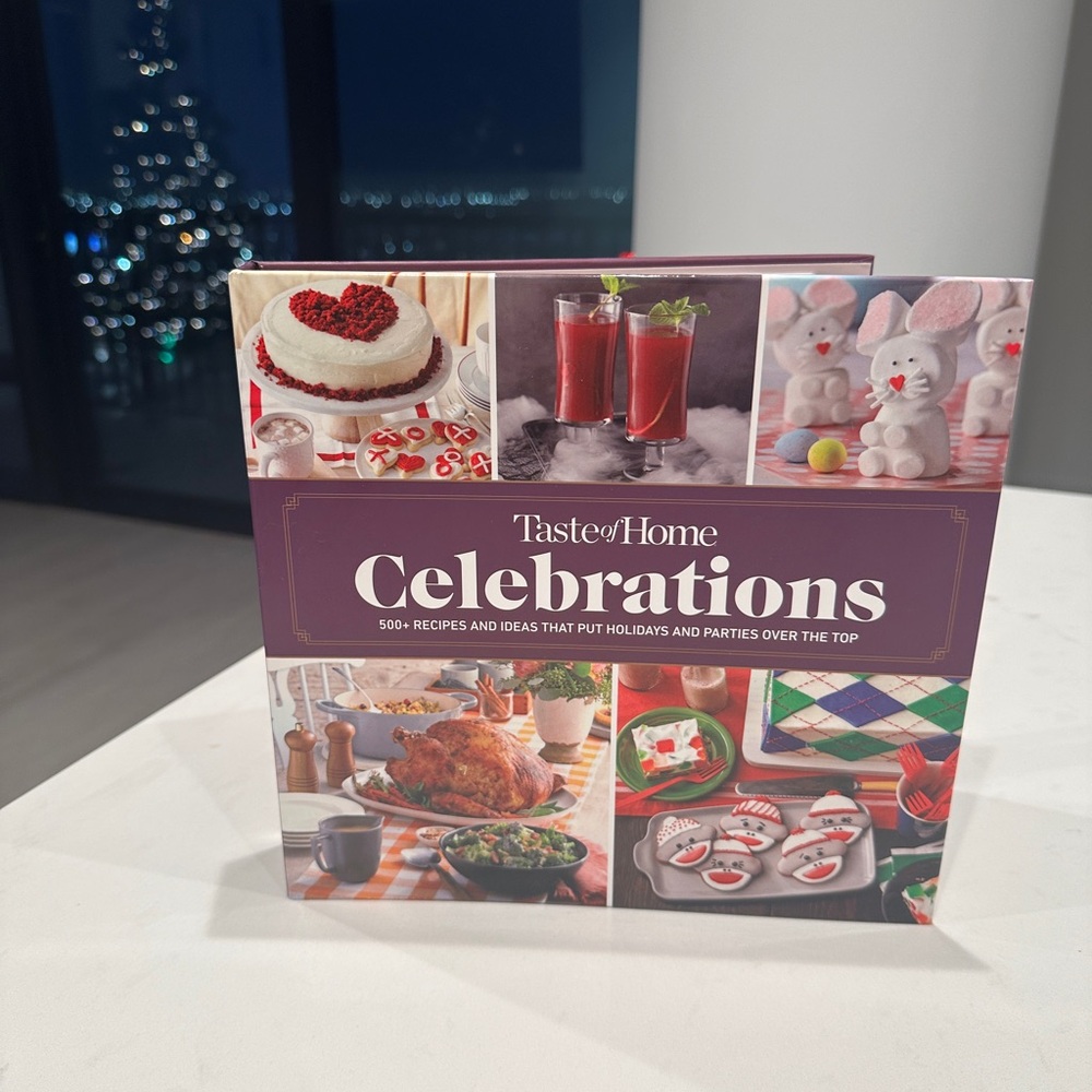 Taste of Home Celebrations Cookbook with Festive Red and White Cover